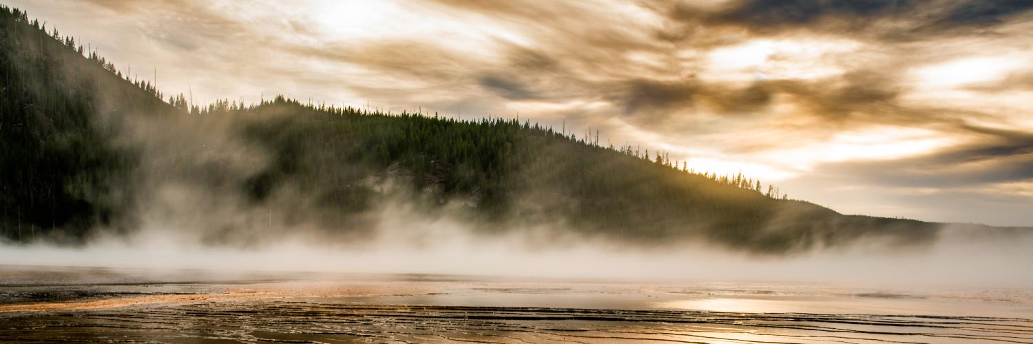 landscape of fog on a river