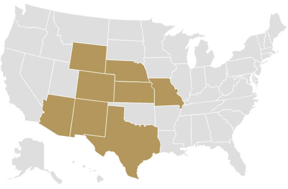 picture of a map with states shaded in