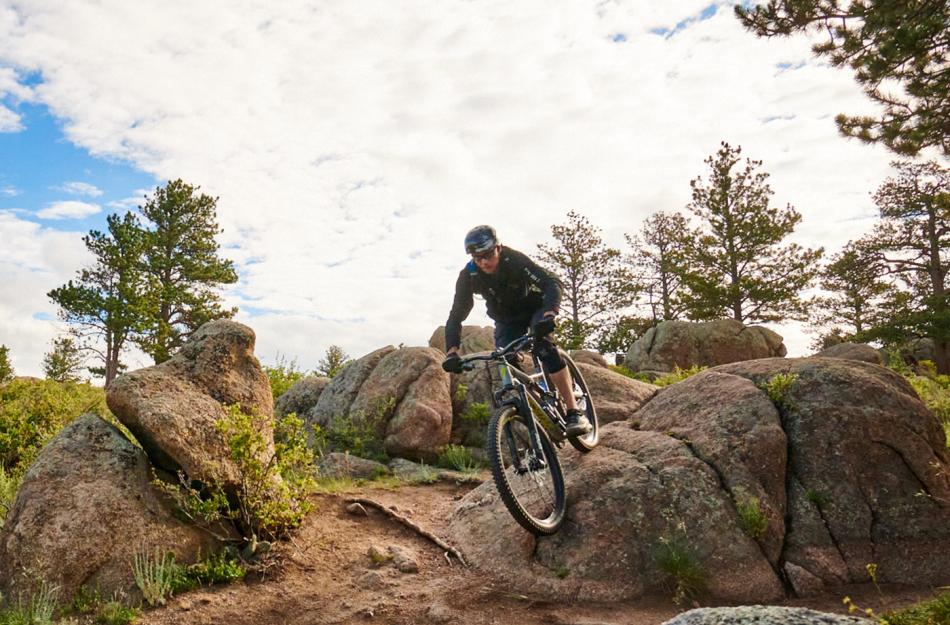 man mountain biking