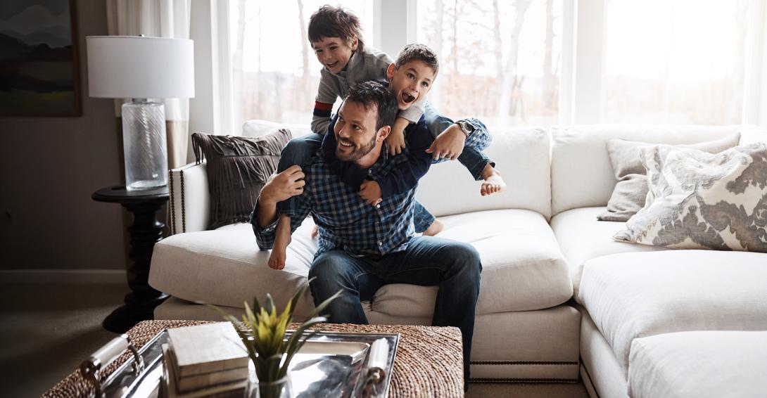 father playing with his kids